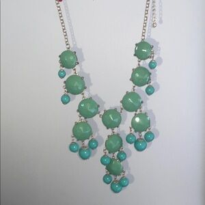 Y2K Green and Teal Bubble Necklace with Gold Metal Accents